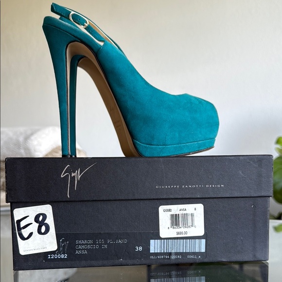 Giuseppe Zanotti Turquoise Peep-Toe Heels - Picture 9 of 12